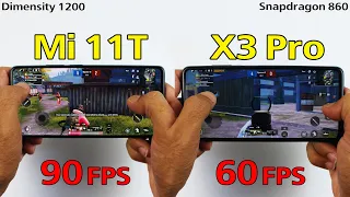 Xiaomi Mi 11T vs Poco X3 Pro PUBG TEST - Dimensity 1200 👿vs Snapdragon 860😈 | PUBG 90 FPS vs 60 FPS