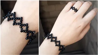 Black Beauty 🖤 How To Make Simple Beaded Bracelet. Perlen armband