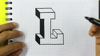 ✅ 3D Drawing - How to Draw letter L - Easy Art