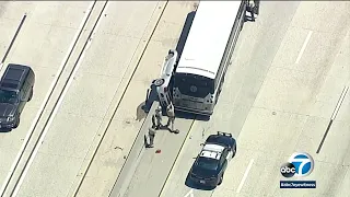 Suspect crashes into inmate bus at end of LA County high-speed chase