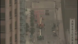 Downtown Houston storm damage cleanup continues