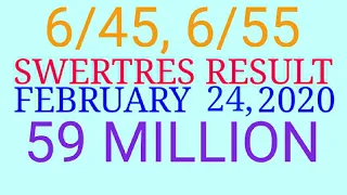 Swertres  result 9PM February 24 2020 - Official PCSO Lotto result - monday ez2 6/55 6/45