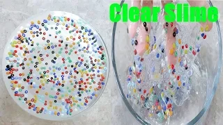 BEADS SLIME ! MIXING BEADS INTO CLEAR SLIME  *SLIME ASMR *