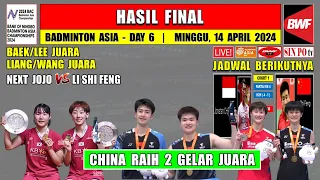 Hasil Final Badminton Asia Championship 2024 Hari Ini ~ BAEK/LEE Juara ~ CHINA Raih 2 Gelar Juara