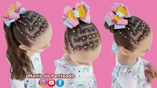 Penteado Infantil com Ligas, Amarração ou Coque | Bun Hairstyle our Ponytail for Little Girls 😍🌺
