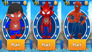 Sonic Dash vs Tag with Ryan vs Subway Surfers - All Spiderman Unlocked All Characters Unlocked