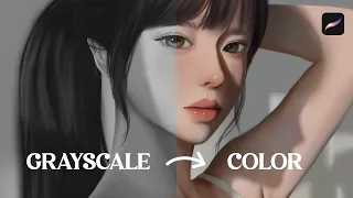 GRAYSCALE to COLOR | Digital Painting Tutorial