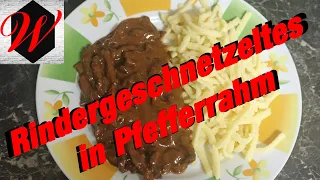 Rindergeschnetzeltes in Pfefferrahm schnell und lecker