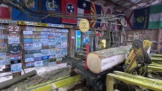 sawing oak blocking for the railroad # 518