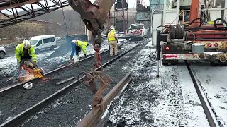 Changing a Broken Rail at the Locomotive Derailment Site