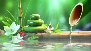 Bamboo Water Fountain - Relaxing Piano Music Sleep, Natural Sound, Water Sound, Bird Sound,🌿🌿🌿