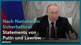 Moskau: Putin und Lawrow nach Sitzung des Nationalen Sicherheitsrates am 21.02.22