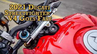 Is the 2021 Ducati Streetfighter V4 TOO FAST for a GIRL?!?  Beginner Rider test ride and review!