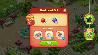 Gardenscapes 865 Hard Level - 12 moves - NO BooSTERS