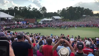 The crowd followed Tiger Woods down the 18th fairway at East Lake Golf Club 2018