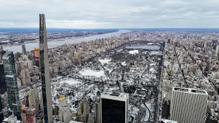 Enchanting Aerial Views of Central Park Blanketed in Snow – A Winter Wonderland in New York City!