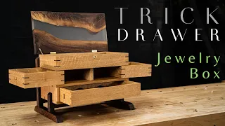 SECRET DRAWER Jewelry Box With Epoxy River Top // Fine Woodworking