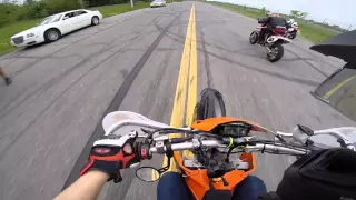 crf450 vs xr650 vs ktm 450, 530 vs wr450 supermoto drag race