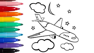 Aeroplane drawing and coloring for kids and toddlers| how to draw aeroplane |Art gallery