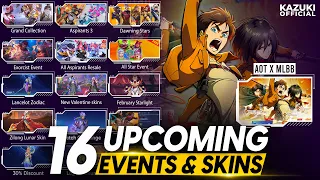 ALL UPCOMING 16 EVENTS AND SKINS RELEASE DATES | AOT X MLBB | ASPIRANTS 3.0 | EXORCIST EVENT & MORE