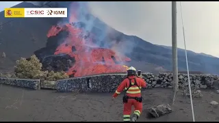 9/10/21 Espectacular derrame de colada del cono por el Norte, en directo. Erupción La Palma. IGME