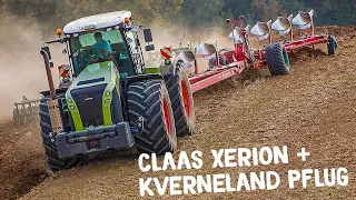 Pflügen mit 12 Scharen! Claas Xerion Traktor und Kverneland PW Pflug