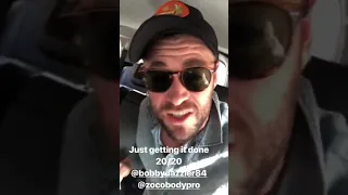 Chris Hemsworth trying to do some exercise in Car