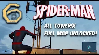 Spider-Man PS4: All Towers Unlocked! [FULL MAP] [HD]