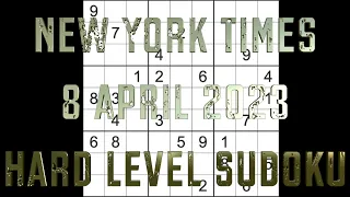 Sudoku solution – New York Times sudoku 8 April 2023 Hard level