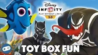 Dory Black Panther and Venom Disney Infinity 3.0 Toy Box Fun Gameplay