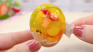 Fresh Miniature Fruit Jelly Decorating | Perfect Miniature Egg Jelly Recipe | Tiny Cakes