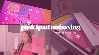 PINK IPAD UNBOXING + accessories 💕 *aesthetically pleasing*