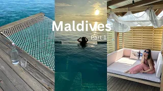 HONEYMOON VLOG: Travelling to the Maldives, arriving to our resort and overwater villa tour!