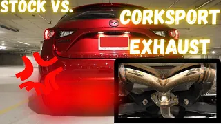 MAZDA 3 BEFORE & AFTER CORKSPORT AXLE BACK EXHAUST INSTALL!!! SOUND & REVS!!!