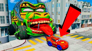 Epic Escape From Lightning McQueen Eater & Mater Eater | McQueen VS Mater Greater Eater in BeamNG