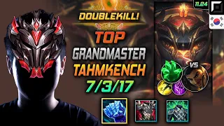 GrandMaster Tahm Kench Top vs Akshan - 천상계 탑 탐 켄치 서리불꽃 착취 - LOL KR 11.24