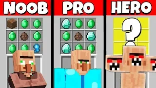 Minecraft Battle: NOOB vs PRO vs HEROBRINE: VILLAGER CRAFTING CHALLENGE / Animation