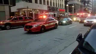 HUGE ARRIVAL OF FDNY RESPONDING FOR SMOKE IN A BUILDING BETWEEN 6TH AVE AND 50TH STREET IN NEW YORK
