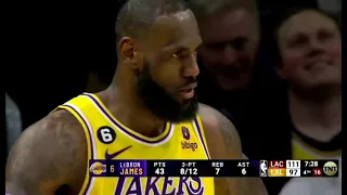 LeBron James fast-break dunk crowd goes insane first time scoring 40+ points vs Clippers