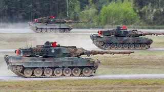 Massive German Tanks Invasion During Europe Nations Large Training Exercise