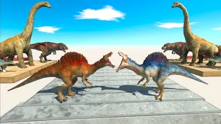 1 VS 1 - Dinosaurs VS Itself on Wobbly Building | Animal Revolt Battle Simulator