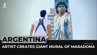 Argentine artist creates giant mural of football icon Maradona