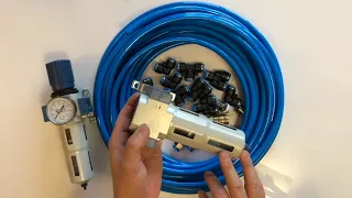 Jak zrobić wykonać instalację sprężonego powietrza Osuszacz reduktor RQS złączki wtykowe przewód PU