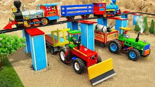 Top diy tractor making mini Overpass for Train Construction | diy Concrete Overhead Bridge | HP Mini