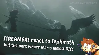 STREAMERS react to Sephiroth in Smash but only the part where Mario almost DIES