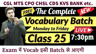 Class 25 The Complete Vocabulary Batch on YouTube by Jaideep Sir|CGL CPO CHSL MTS CDS..for all exams