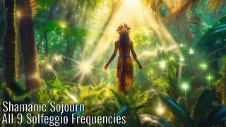 All 9 Solfeggio Frequencies 174Hz+285Hz+396+417Hz+528Hz+852Hz+963Hz Powerful Jungle Sound Bath