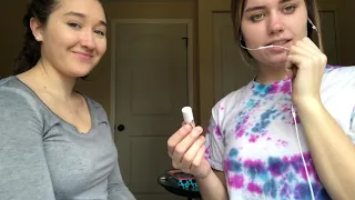 ASMR doing my sisters makeup (whispering)