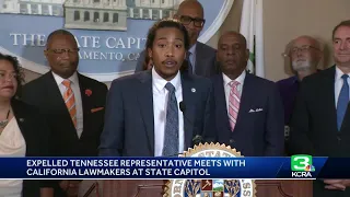 Expelled Tennessee lawmaker Justin Jones visits Calif. capitol