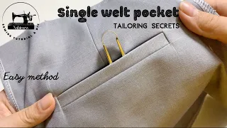 ✅ Easy to sew a single welt pocket with simple method from tailor | secret tailoring | Nabiesew